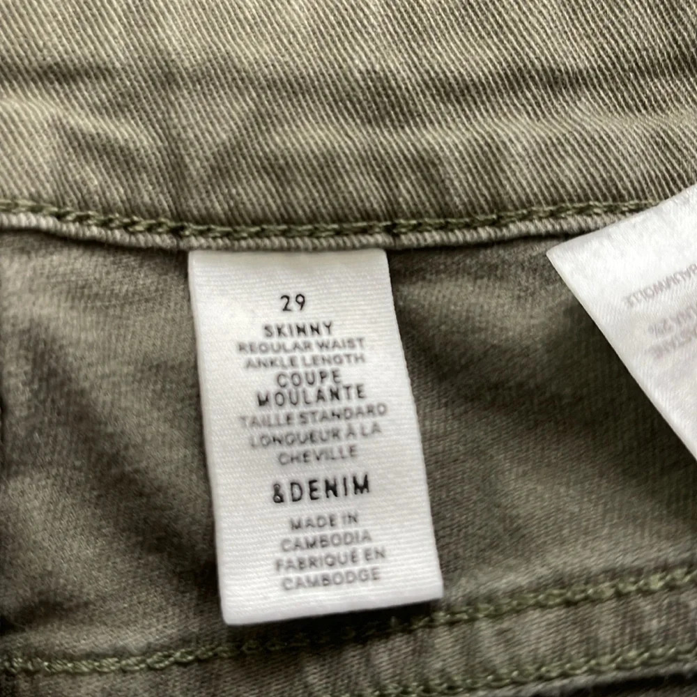 H&M skinny jeans pants size 8 blue and size 29 green (2 pair bundle) - Picture 15 of 16